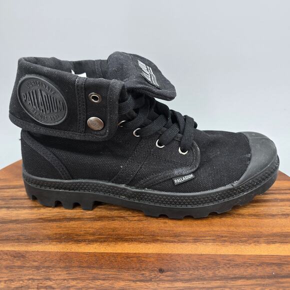Palladium Pallabrouse Baggy Boots Women's 8.5 M Black Foldable Combat Lace Up - Picture 1 of 8